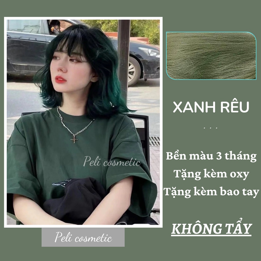 Thuốc nhuộm tóc . nhuộm tóc màu xanh rêu,