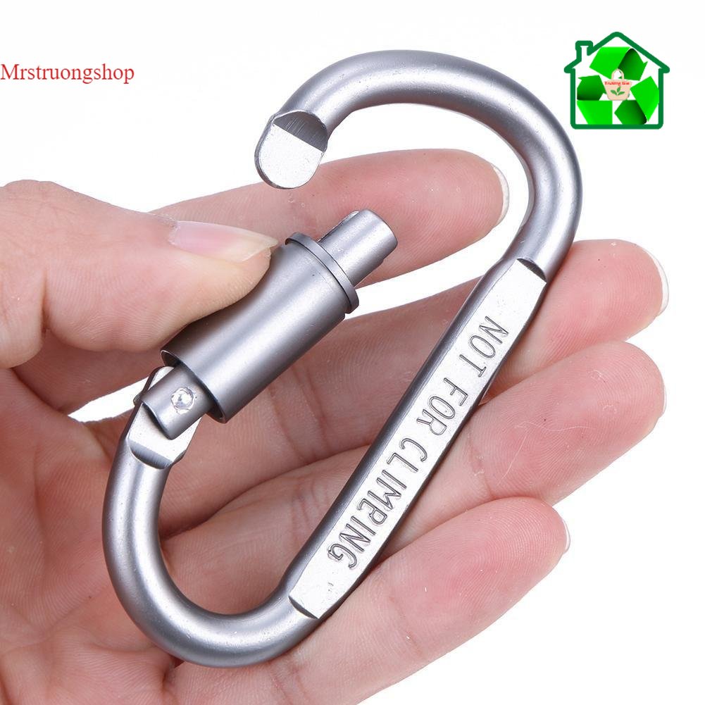 Combo 2 Móc Đa Năng Móc Khóa Nhôm Đi Phượt Carabiner Chữ D Khoá Xoay 8cm