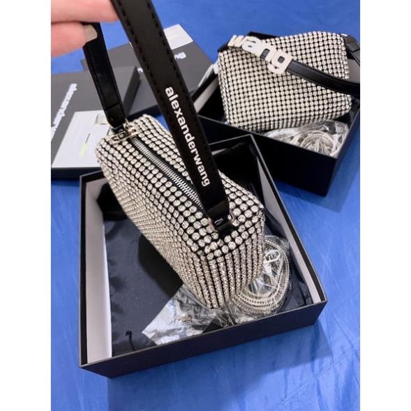 Túi xách đính đá siêu sáng cầm tay, gắn chữ đá quai cầm full box hàng chuẩn quảng châu loại 1, túi xách Linahop