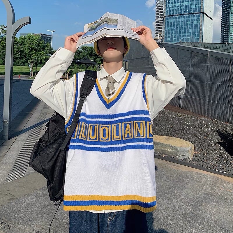 Áo Gile Nam Nữ Phối Hoạ Tiết Phong Cách Hàn Quốc