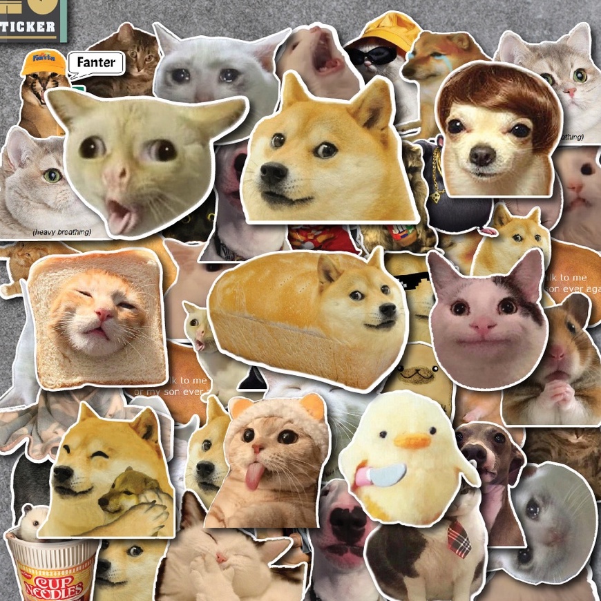 Combo 50 Sticker Meme chống nước sticker dán laptop, điện thoại, đàn guitar, mũ bảo hiểm, vali.