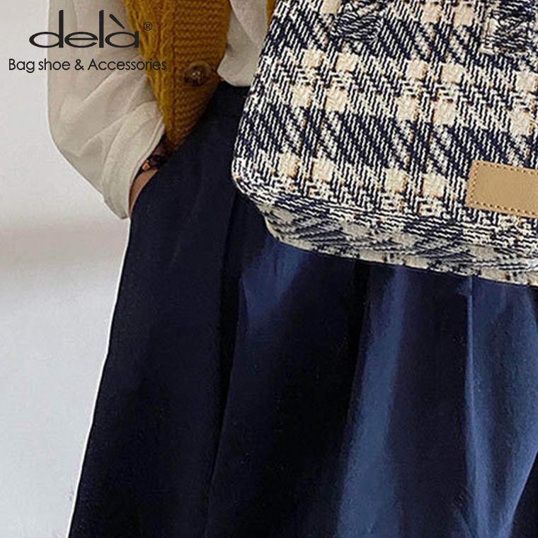 Dela Túi Đeo Chéo Nhỏ Hình Vuông Họa Tiết Kẻ Sọc Đơn Giản Thời Trang Cho Nữ