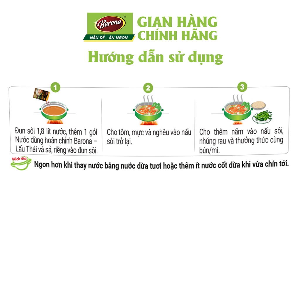 Nước Dùng Lẩu Thái Barona 180g tươi ngon chuẩn vị không cần nêm nếm