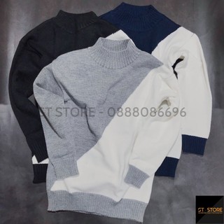 Áo len nam cổ cao, Áo len cổ 3 phân nam pha màu thời trang ST STORE
