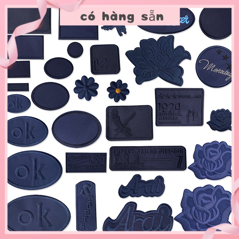 ✦Miếng Dán Vải Thêu Họa Tiết Xinh Xắn✦Miếng Dán Vá Vết Rách Trên Quần Áo Màu Xanh Navy Thời Trang DIY