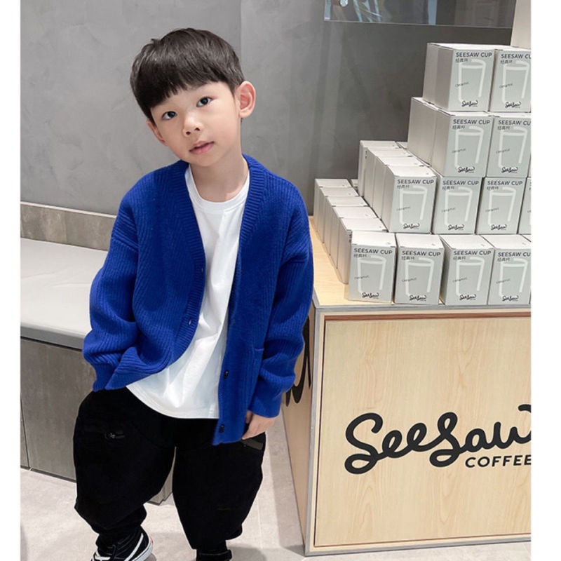 Áo Khoác Cardigan Dệt Kim Thời Trang Xuân Thu Cho Bé Trai