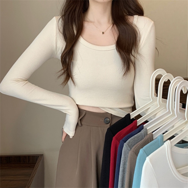 NRVP Áo Thun Nữ Dài Tay Dáng Rộng Thời Trang Hàn Quốc