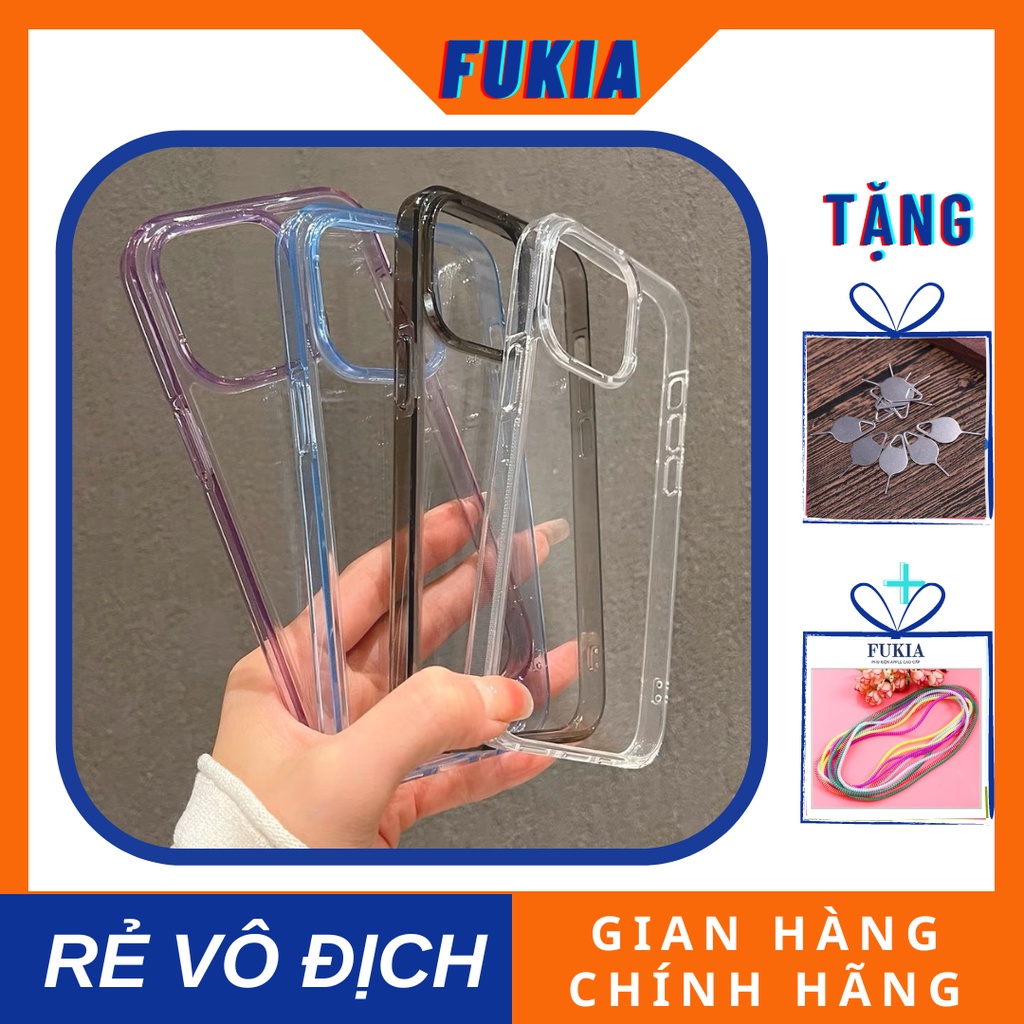 Ốp màu trong suốt chống ố chống sốc dành cho IPhone 14/14Plus/14Pro/14Promax/13/13Pro/13Promax/12/12