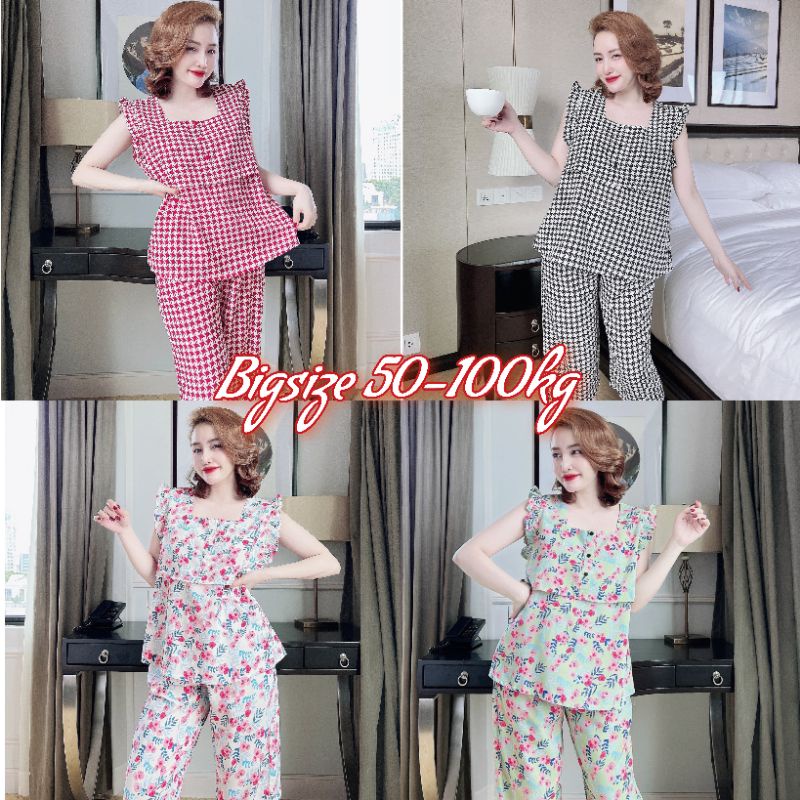 Đồ Bộ Lửng Lụa Pijama Mặc Nhà Bigsize 50-100kg