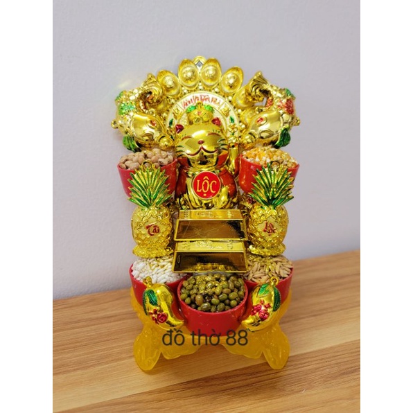 tháp chung đậu ngũ cốc ngọc thực Mèo (có tỏi) cao 24cm ngang 14cm