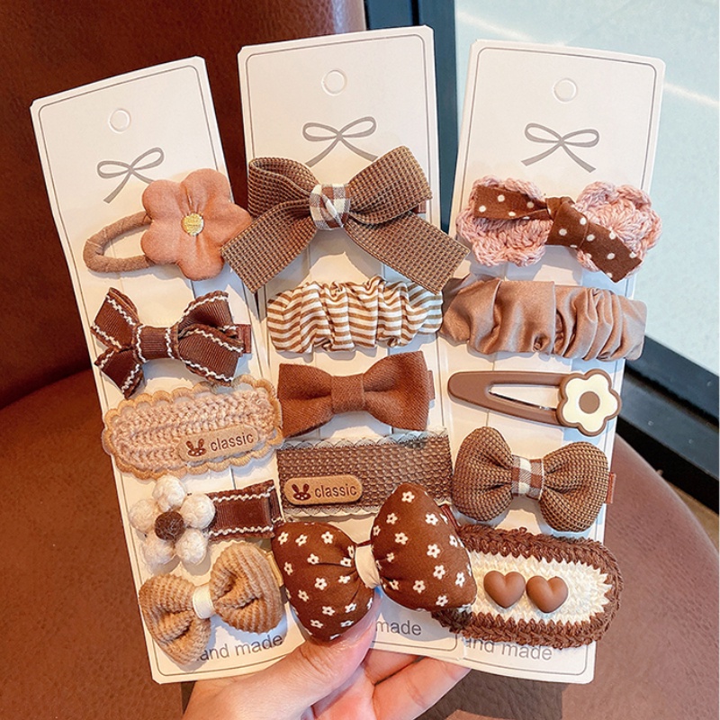 Bộ 5 kẹp tóc hình hoạt họa nhồi bông phong cách Hàn Quốc xinh xắn