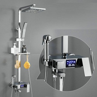 Bộ sen cây tắm đứng nóng lạnh italia inox 304 kỹ thuật số led, sen vòi tắm, vòi hoa sen - củ lõi đồng