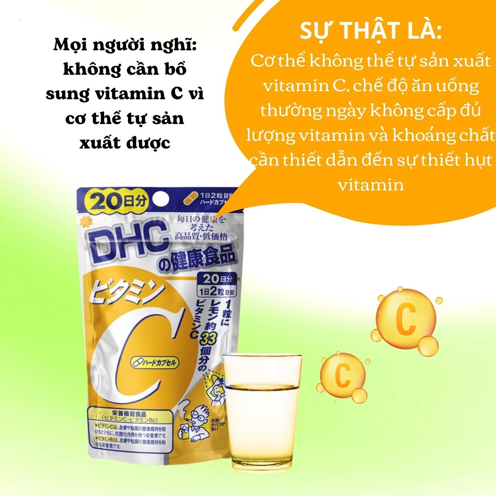 Viên Uống DHC Vitamin C Nhật Bản Giúp Sáng Da Mờ Thâm 30/90 Ngày - Latino Shop