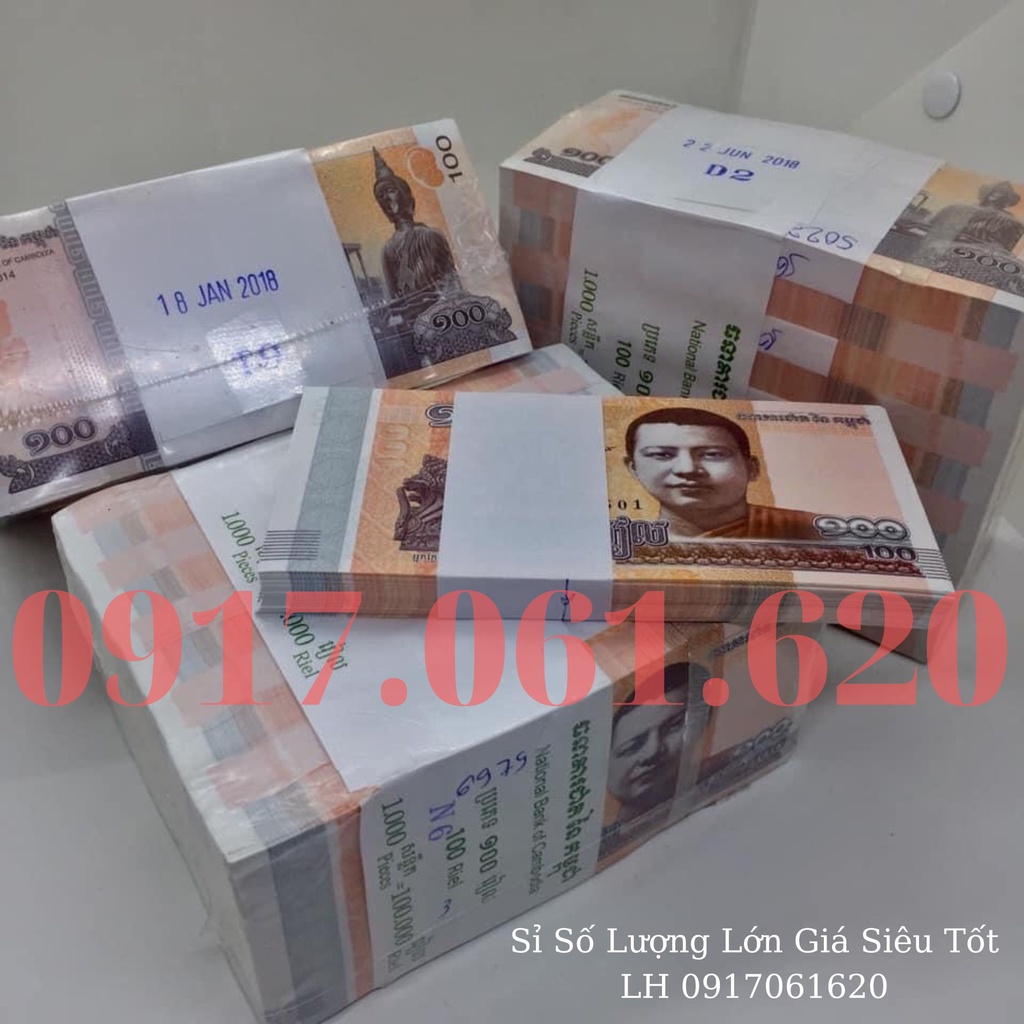 Sỉ Combo 100 Tờ Tiền Phong Thủy Hình Phật CamPuChia 100 Riels Bình An May Mắn - Lì Xì Tết 2023