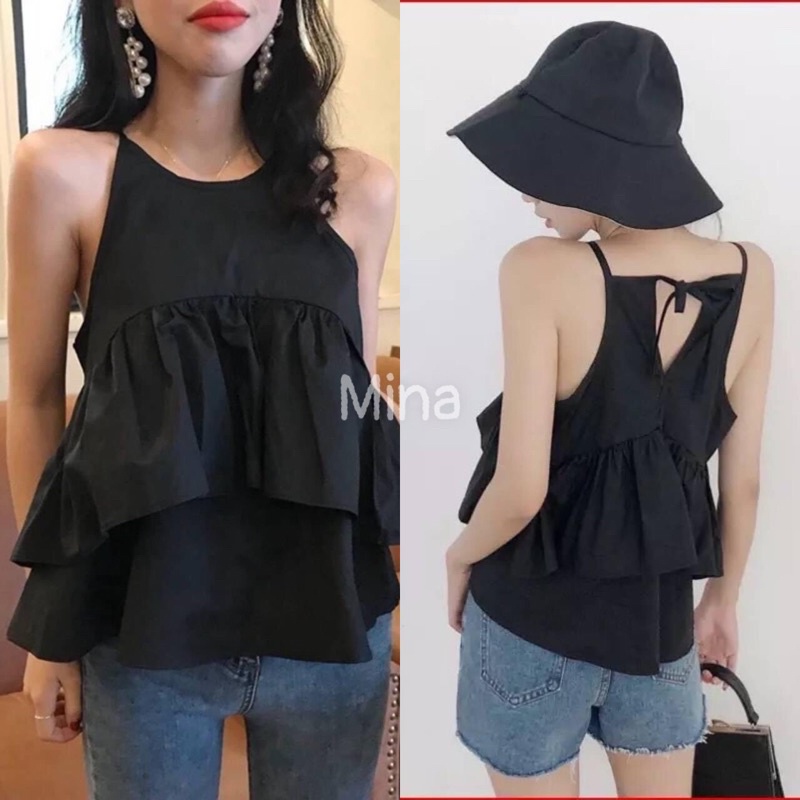 Áo cổ yếm tầng bèo xinh xắn