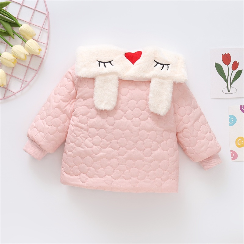 Áo Khoác Đơn Giản Tay Dài Giữ Ấm Mùa Đông In Họa Tiết Hoạt Hình Dễ Thương Cho Bé Gái