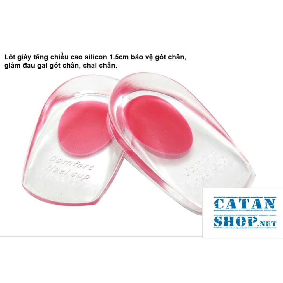 Lót giày tăng chiều cao silicon 1.5cm bảo vệ gót chân, phòng ngừa, giảm đau gai gót chân, chai chân GD240-LGiayBVKD