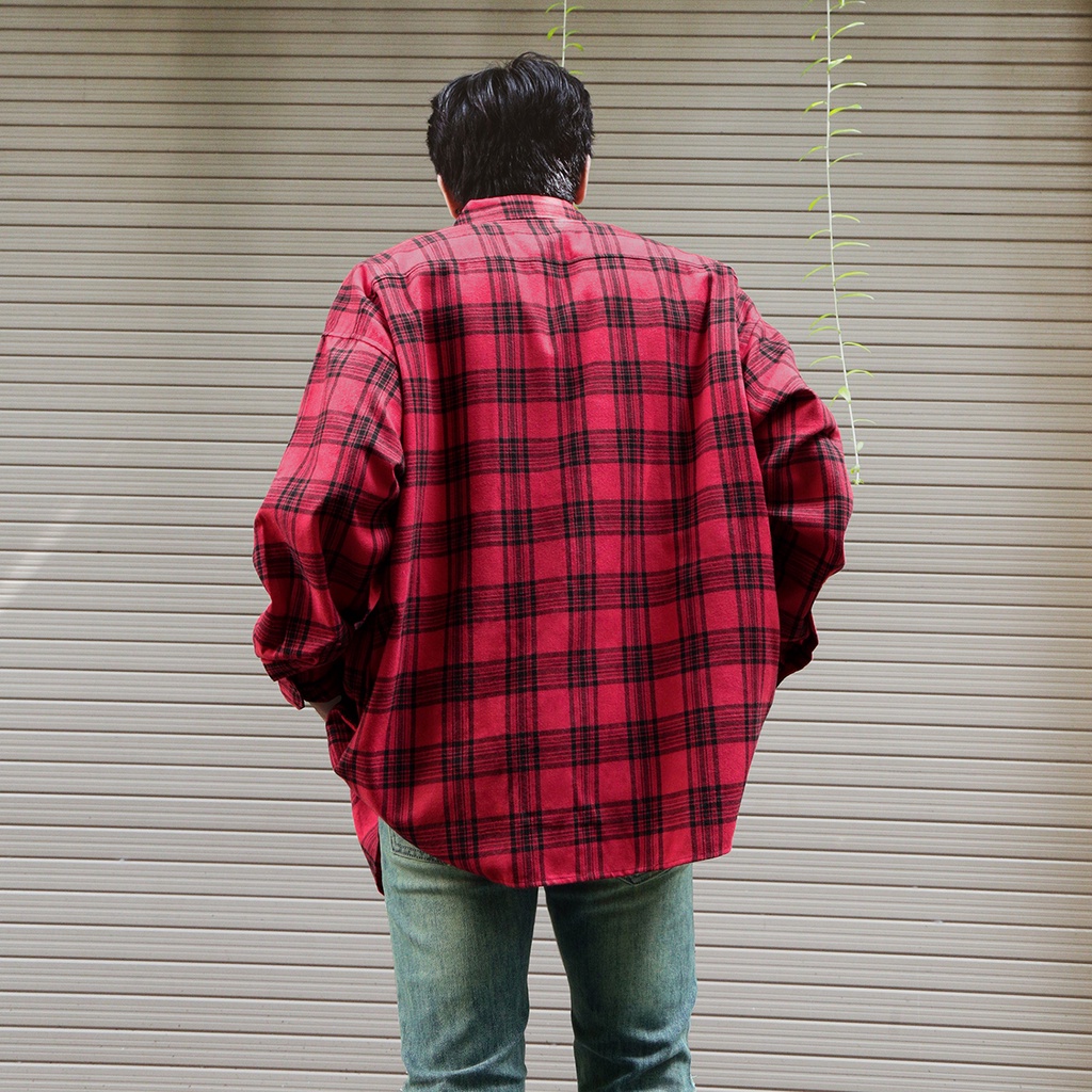 Áo Sơ Mi Flannel Màu Đỏ Sọc Đen