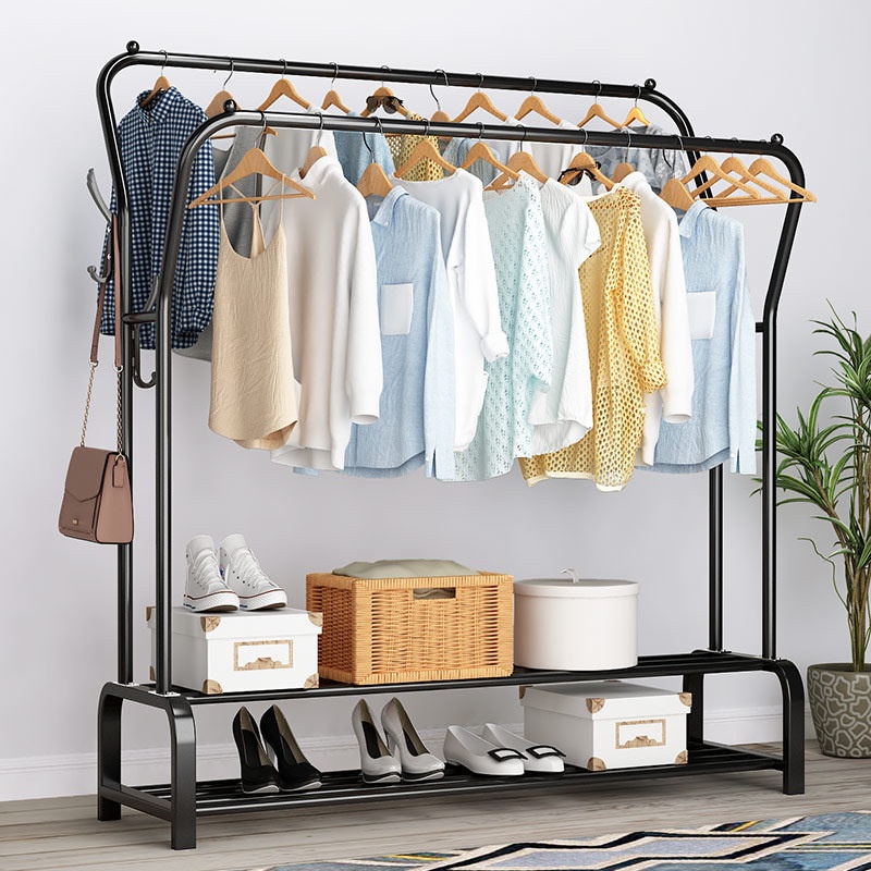 Giá treo quần áo có bánh xe, kệ treo đồ Cao cấp có tầng thép cac bon.