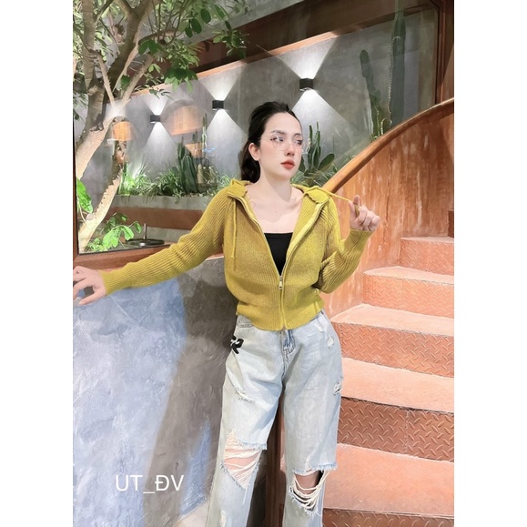 Ảnh Thật — Áo lên nữ 2 khoá kèm mũ chất len hàng qc hoạ tiết trơn đơn giãn đủ màu dễ mặc