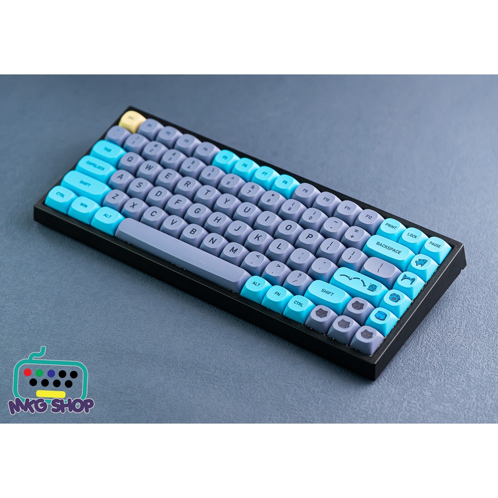 Keycap Blue Cat, nhựa PBT dày in nhiệt dyesub, 126 nút bàn phím cơ, MA profile