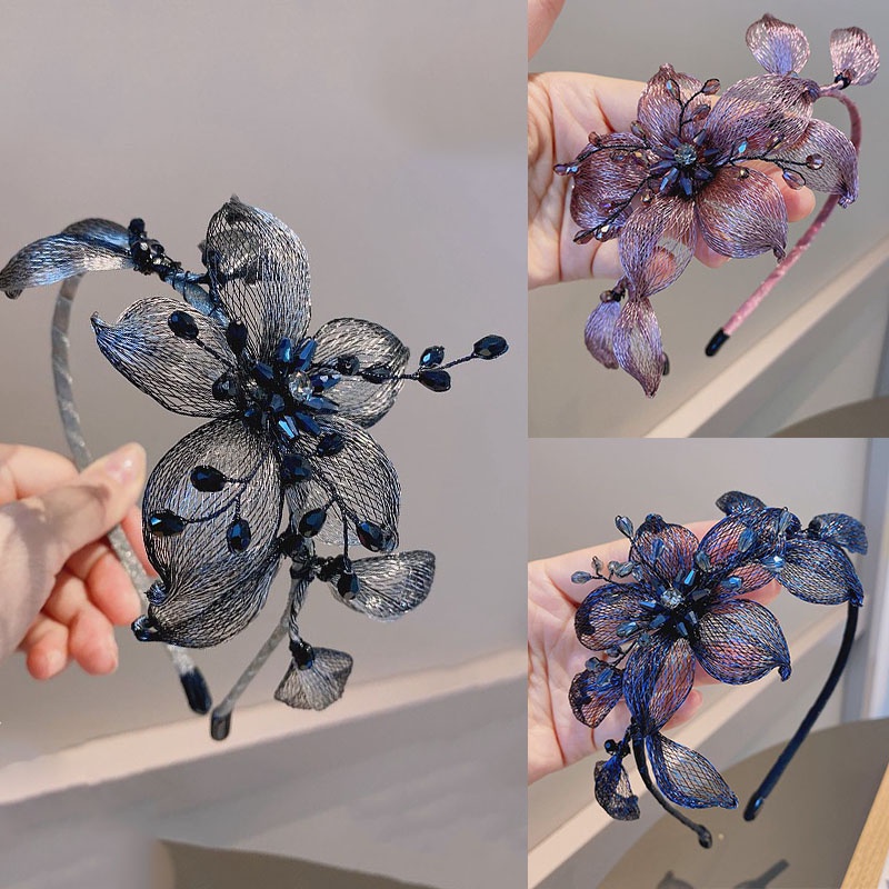 Băng Đô Vải Gạc Đính Hoa Sang Trọng Phong Cách Hàn Quốc