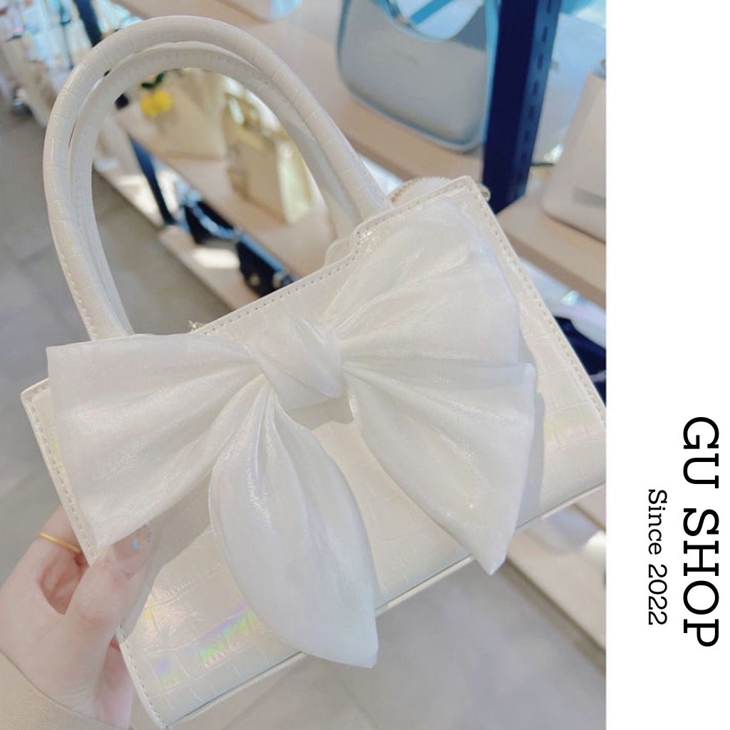 Túi xách nữ túi đeo chéo giá rẻ đẹp cao cấp thời thượng Hàn Quốc nơ xinh xắn ánh phản quang TX0034 Gu Shop