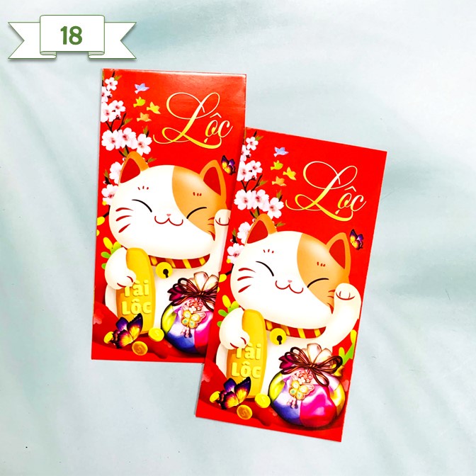 Set 10 bao lì xì mèo thần tài hot trend 2023