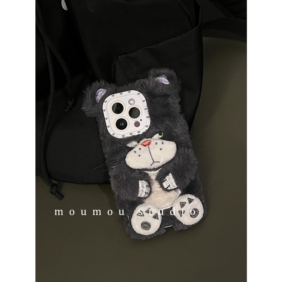 Ốp Điện Thoại Phủ Lông Họa Tiết Chú Mèo Dễ Thương Cho Iphone 14pro Max Iphone13 / 12 New 11 14pro X / XR 13Promax