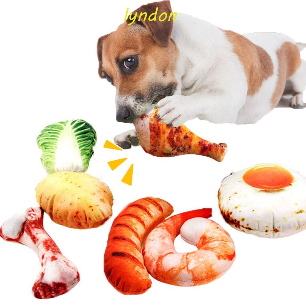 LYNDON Dog Toys Attractive Squeaky Soft Simulation Chicken Leg Sound Poached Egg Chinese Cabbage Food Shape Puppy Toy