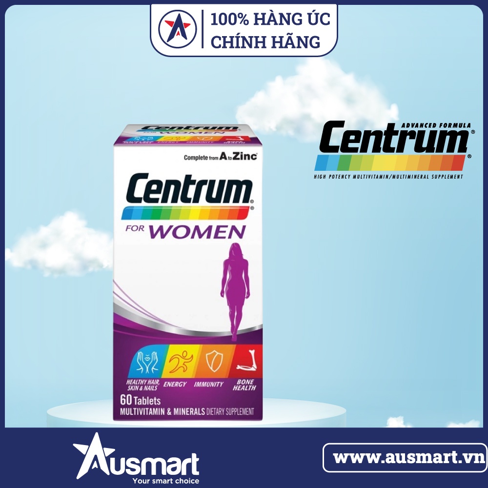 Vitamin tổng hợp tăng cường sinh lực cho phụ nữ Centrum For Women 60 viên
