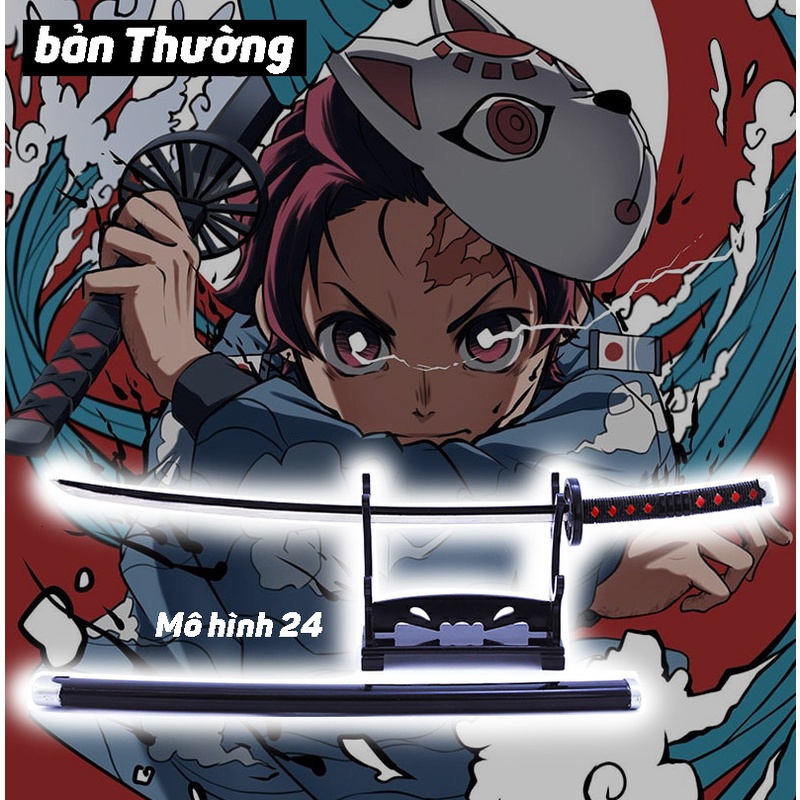 Mô hình móc khóa kiếm katana của Tanjiro trong Kimetsu No yaiba tặng kệ trưng bày 26cm