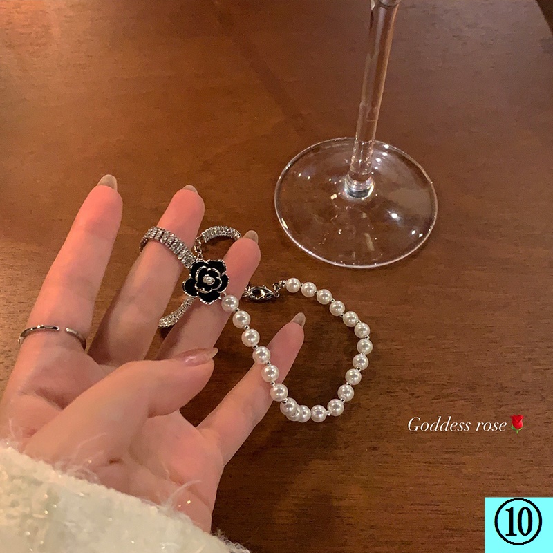 Dây Chuyền Chuỗi Ngọc Trai Đính Hoa Trà Cao Cấp Thời Trang Mùa Thu Cho Nữ