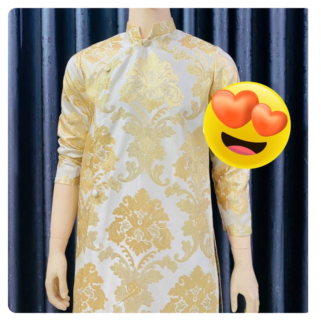 Áo Dài Truyền Thống # Áo Dài Gấm Lụa Họa Tiết Cho Nam # Quần Áo Nam Cao Cấp