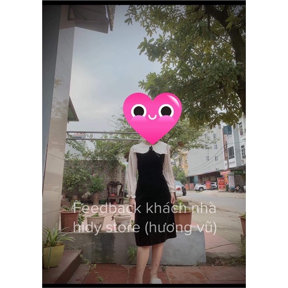 Váy nhung dài tay tiểu thư