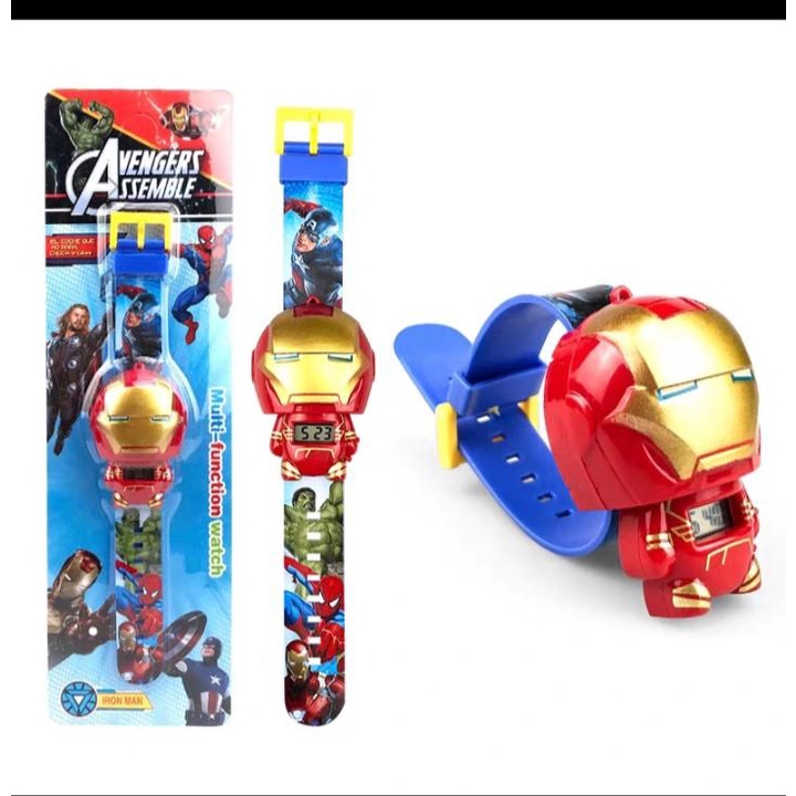 Đồng Hồ Điện Tử Đồ Chơi Đeo Tay Siêu Anh Hùng Người Săt  Bằng Nhựa Cho Bé