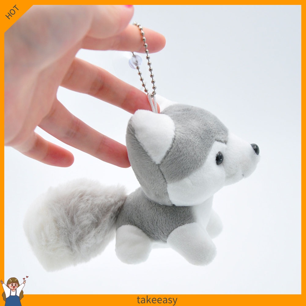 Móc khóa hình chú chó husky nhồi bông xinh xắn