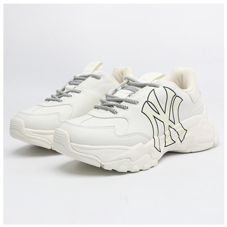 Giày Sneaker MLB Chunky NY Trắng, Giày Thể Thao Yankees Chữ Vàng Nam Nữ Da Bò Đế Độn 2 Lớp Cao Cấp Full Size