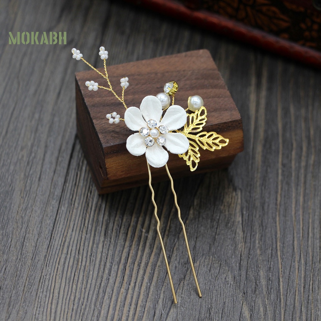 Bộ 4 Kẹp Tóc Bằng Hợp Kim Đính Ngọc Trai Giả Tinh Tế Cho Cô Dâu