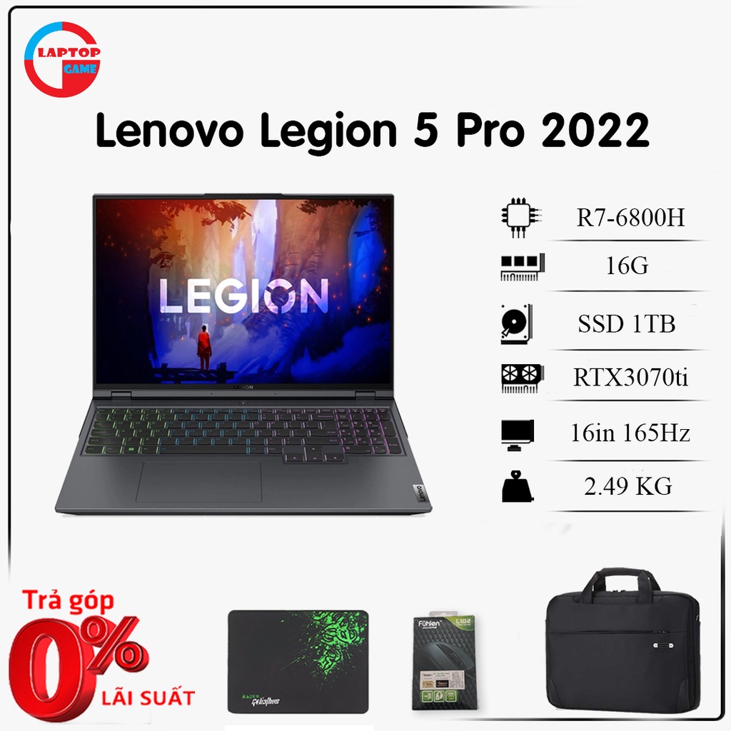 Laptop Gaming Lenovo Legion 5 Pro 2022 16ARH7H (Ryzen 7-6800H, 16GB, 1TB, RTX 3070Ti, 16'' WQXGA 165Hz)