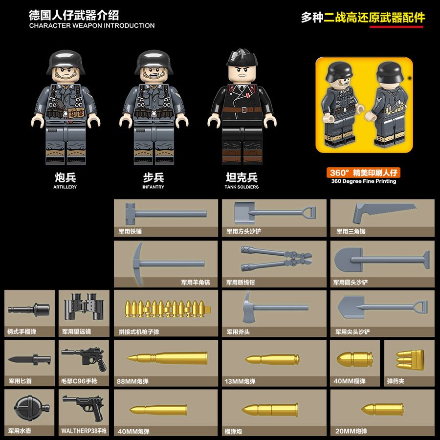 Đồ chơi Lắp ráp Mô hình xếp hình xe tăng  Quan Guan 100083 Ww2 Military German Weasel Tank Self Propelled Anti Tank