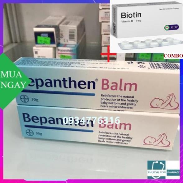 Combo Biotin 5mg+ Bepanthen kem chống ham tả ở trẻ nhỏ và người lớn