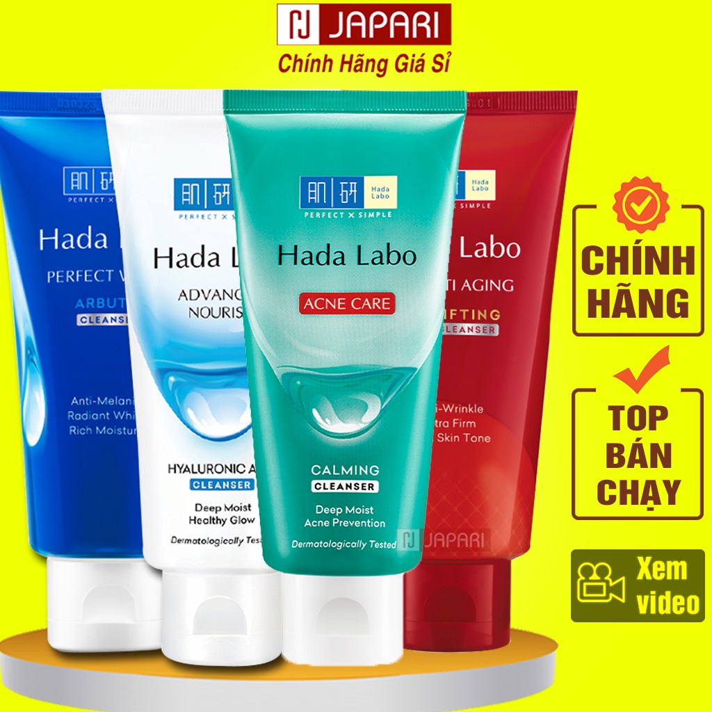 Sữa Rửa Mặt Hada Labo Trắng/ Xanh Lá/ Đỏ - Srm HadaLabo Dưỡng Trắng Da, Dưỡng Ẩm, Chống Lão Hóa, Da Dầu Mụn JAPARI