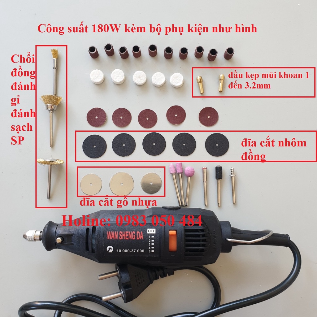 Máy khoan cắt nhôm nhựa - đánh bóng epoxy resin siêu khỏe 6 cấp độ 180w máy khoan thẳng