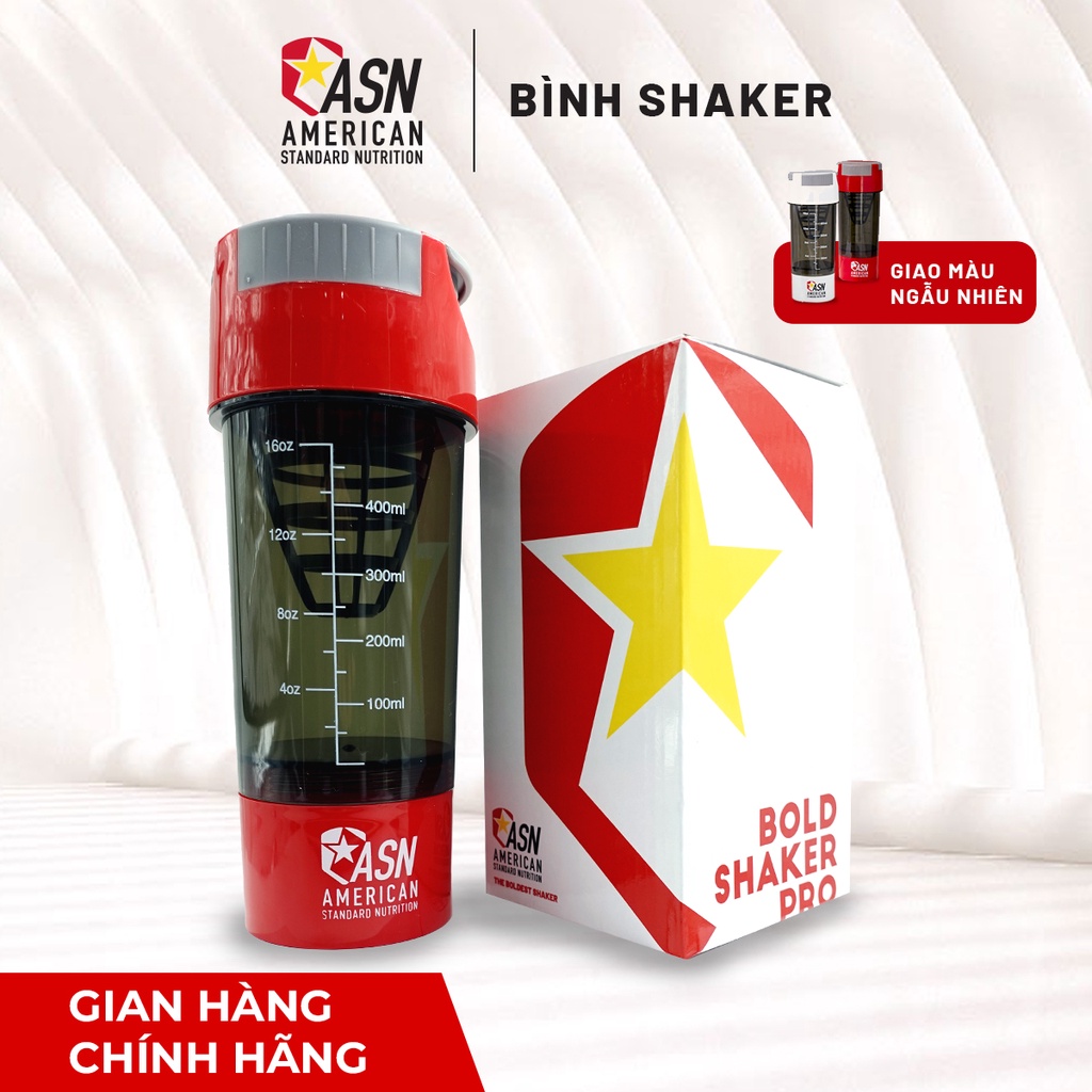 Bình Lắc Whey Shaker ASN Cao Cấp Đựng Protein BCAA 2 Ngăn Tiện Dụng 500 ML