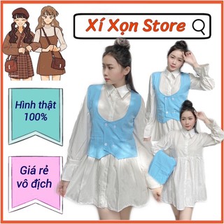 Set Đầm Babydoll Kèm Áo Gi-lê Phong Cách Hàn Quốc