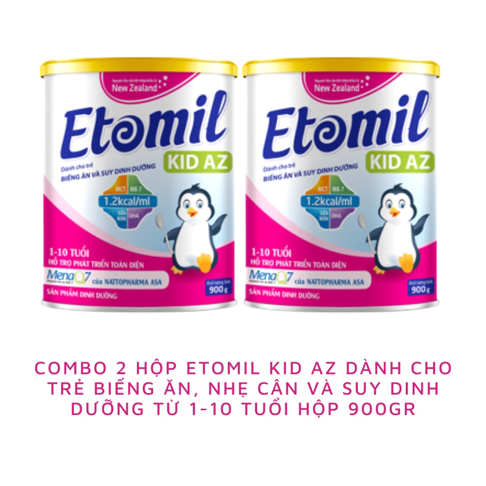 Sữa Etomil Kid AZ Năng Lượng Cao Dành Cho Trẻ Biếng Ăn, Nhẹ Cân Và Suy Dinh Dưỡng Từ 1-10 Tuổi – Hộp 900gr