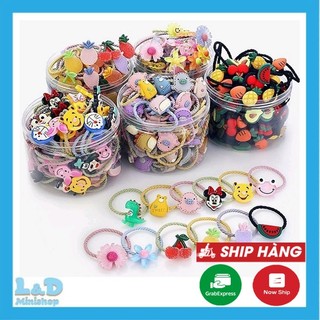 Hộp 30 dây cột tóc cho bé hoạt hình siêu dễ thương phong cách hàn quốc