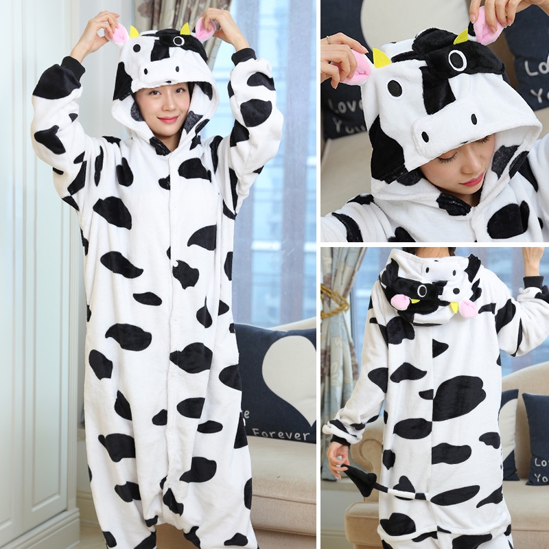 Đồ ngủ liền thân, set đồ nữ cute, jumpsuit bò sữa dễ thương AS51