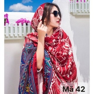 Khăn choàng, khăn boho đi biển, họa tiết thổ cẩm mã 42